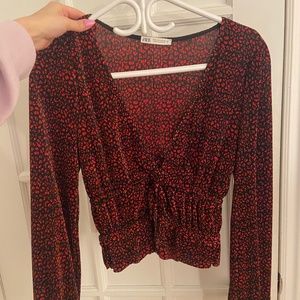 Satin effect long sleeve top